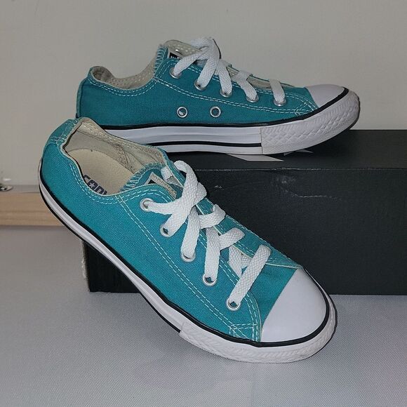 Converse All Star Chuck Taylor CTAS Ox Teal Low Kids Sneakers Size 13 - Picture 11 of 11